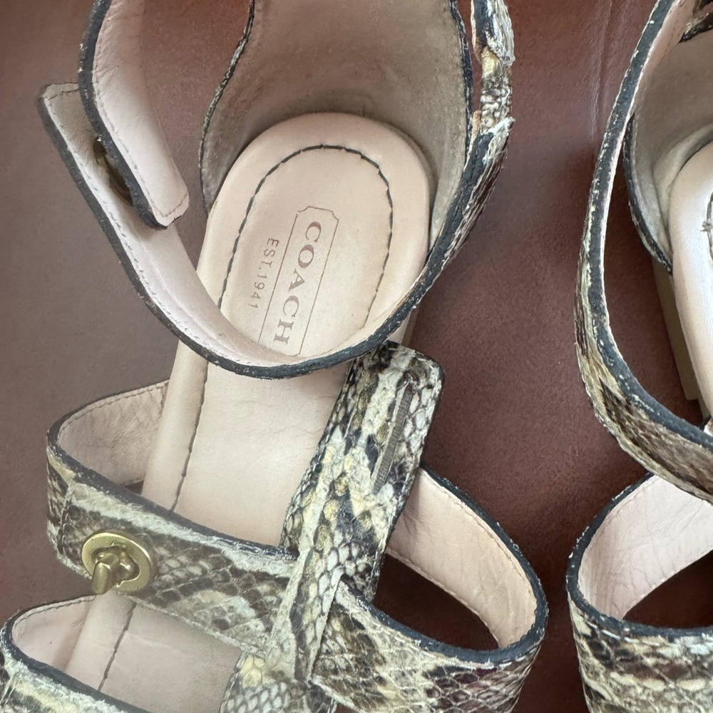 Coach Python Gladiator Sandals With Gold Accents - image 5